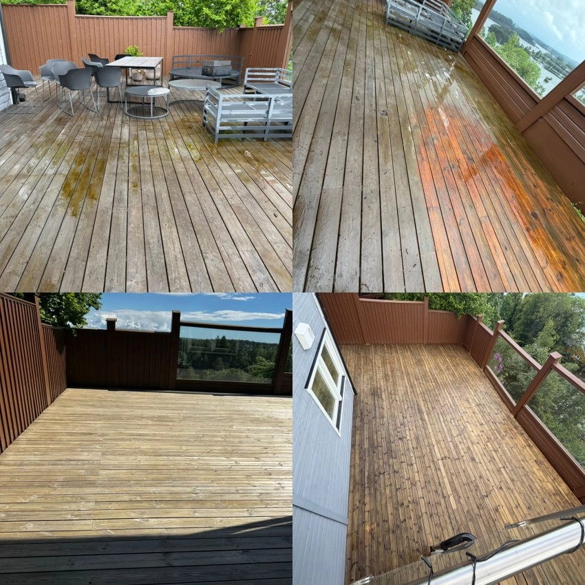 Vask og beising av terrasse